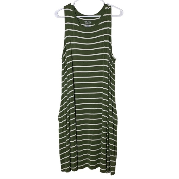 Time Tru Sz Xl Greenwhite Striped Tank 